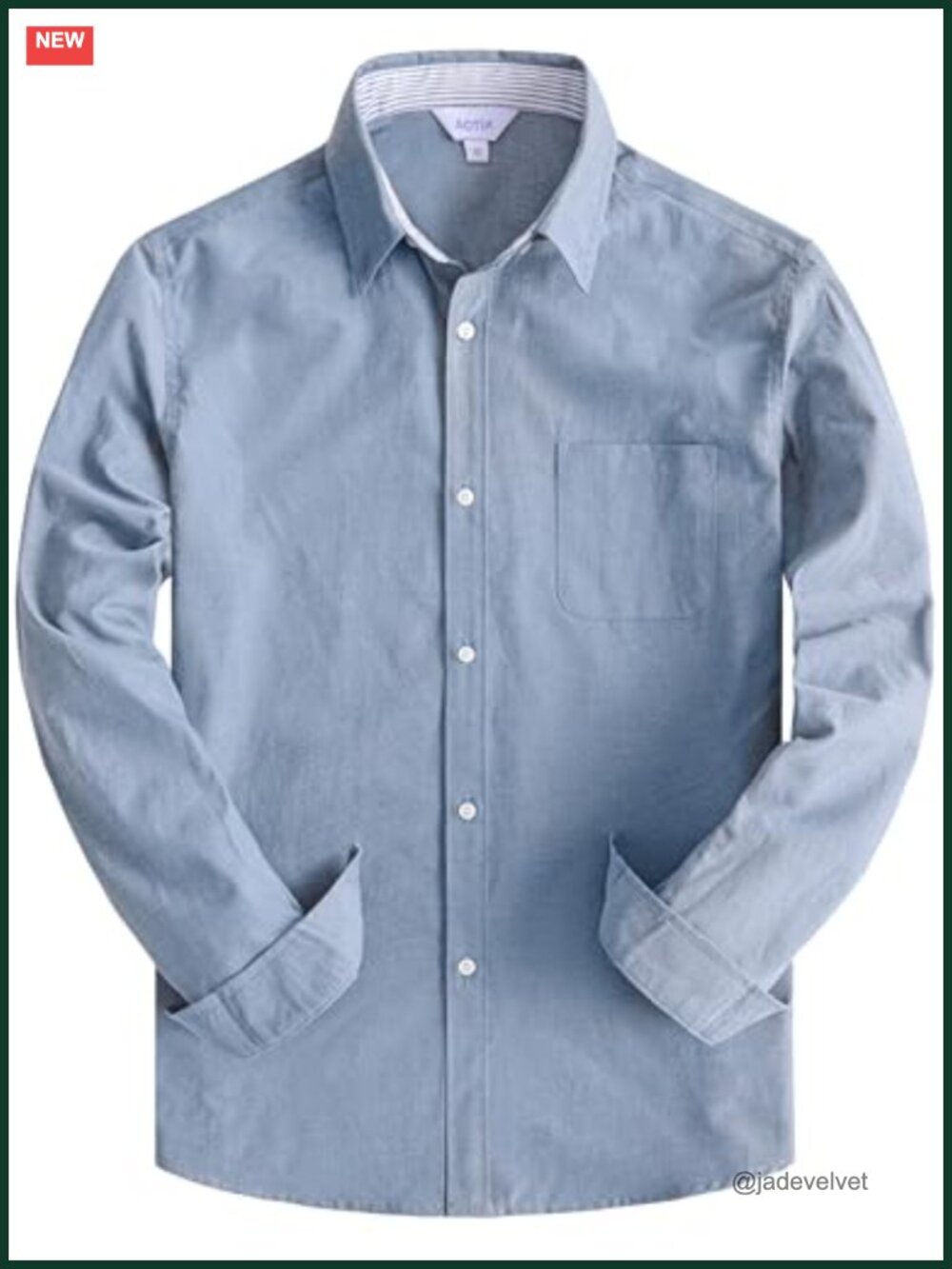 Boys Long Sleeve Button Down Dress Shirt with Pocket - Cotton Blend - School